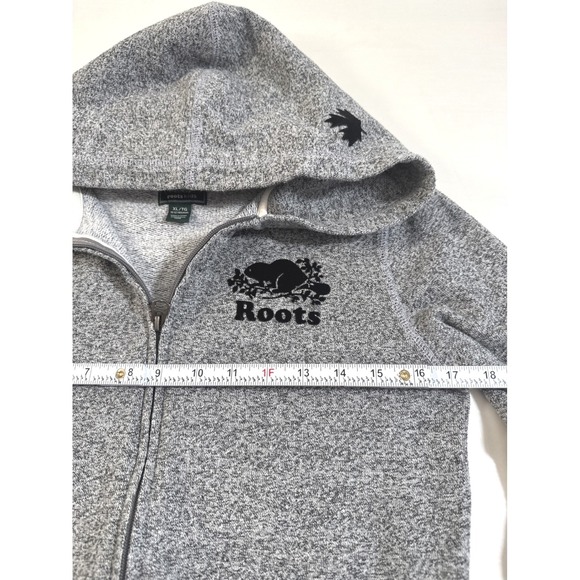 ROOTS Kids Unisex Salt & Pepper Full Zip Hoodie Beaver Logo XL 11–12 Years - Picture 5 of 8